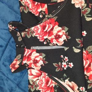 Black floral skater dress